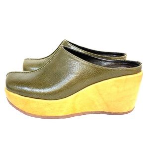 Me Too Army Green Yellow Clogs Mules Slides
